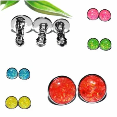 FARBENFROHE Ohrclips ++ AUSWAHL ++ keine Ohrlöcher nötig Resin Cabochon bunt - Bild 1 von 3