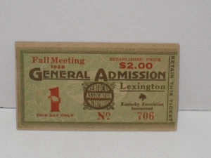 1928 Lexington Kentucky Association General Admission Fall Meet Ticket - Picture 1 of 2