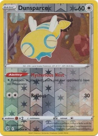DUNSPARCE 207/264 FUSION STRIKE POKEMON (REVERSE HOLO, NM) - Image 1 of 1
