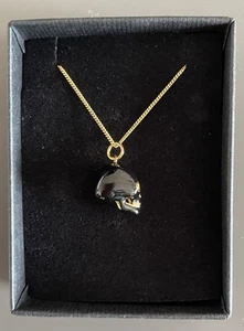 True Rocks Black Enamel/Silver/Gold Plated Skull Pendant 16-22 Inch Fine Chain - Picture 1 of 5
