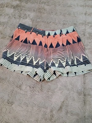 Parker женщин стороны молнии абстрактный напечатано шелк короткие шорты белый оранжевый синий 8 - Изображение 1 из 4