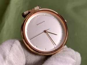 Skagen SKW2484 Tanja Pink Gold Taupe Leather Band Silver Dial Women Quartz Watch - Picture 1 of 19