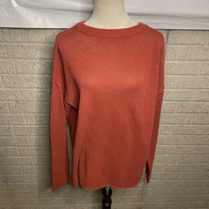 Amazon Burnt Orange Button Back Textured Crew Neck Pullover Sweater Size XL - Picture 1 of 3