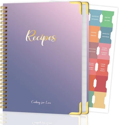 Recipe Book to Write in Your Own Recipes, Blank Cookbook with Purple Gradient  - Image 1 of 4