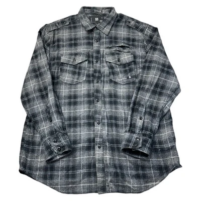 Ocean Current Flannel Shirt Long Sleeve Button Down Black Mens Large - Image 1 of 4