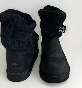 UGG Australia 10 Cassidee Short Suede Leather Knit Black Sheepskin Boot 1007690 - Bild 1 von 9
