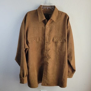 Vintage George Foreman 2X Big Faux Suede Brown Long Sleeve Button Shirt - Bild 1 von 11