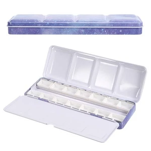 Empty Watercolor Palette, Metal Watercolor Tin with 14pcs Full Pans, Blue - Picture 1 of 7