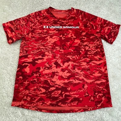 Under Armour T-Shirt Mens XL Red Camo Loose Fit Short Sleeve Tee Performance - Image 1 of 4