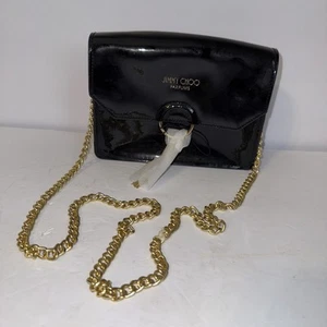 Jimmy Choo Logo Tassel Clutch Crossbody Shoulder Evening Bag Purse w/Gold Chain - Picture 1 of 11