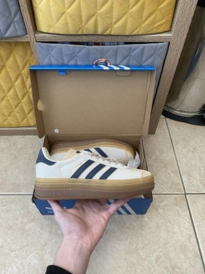 Adidas Originals Gazelle Bold W Cream Navy Trainers Shoes BNIB Size 7uk JQ5126 - Image 1 of 4