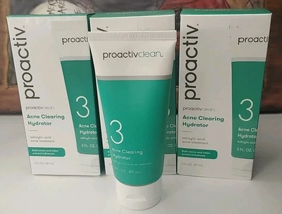 3x Proactiv Clean Step 3 Acne Clearing Hydrator 3 oz New in Box Exp 2/2025  - Image 1 of 4