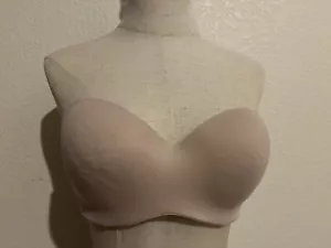 Victorias Secret 34D Bra Beige Used Uned Underwire Strapless Padded clear strap - Picture 1 of 7