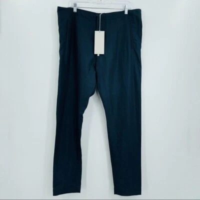 Nuevo ARJE Hombres Pantalones XL Tinta Azul Algodón Lino Vestido Italiano Negocios Carrera Foto 1 de 4