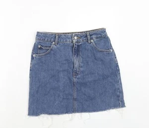 Topshop Womens Blue Cotton Blend A-Line Skirt Size 10 - Picture 1 of 10