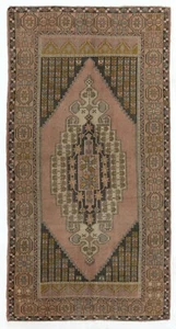 4.2x8 ft Vintage Central Anatolian Village Rug with Medallion Design, 100% Wool - Picture 1 of 5