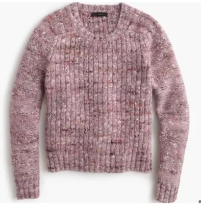 JCREW COLLECTION 纹理羊毛羊驼丝绸针织毛衣粉色 E2290 XS 码 — 第 1/4 张图片