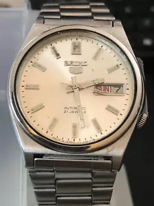 SEIKO 5 Automatic 21 Jewels 7019-8180 35mm Day/Date Men's Watch, Run (Lot2325) - Picture 1 of 12