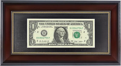 Marco de billete de dólar de caoba con tapete negro o pantalla 4X9 imagen sin tapete, Rea Foto 1 de 4