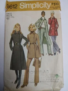 Coat Trench Duster ONLY NO Pants 12 Simplicity 9612 Sewing Pattern VTG 70's Cut - Picture 1 of 6
