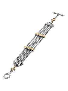 Konstatino Dome Sterling Silver &18k Gold 5-chain Bracelet BKJ703-130 MSRP $1330 - Picture 1 of 3