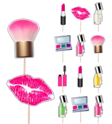 AK GIFTSHOP Make Up Pamper Birthday Cupcake & Party Food Toppers Decorations Picks 14 Pack