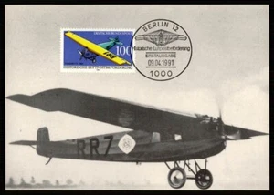 GERMANY MK 1991 AVIATION AIRCRAFT PLANE FOKKER MAXIMUM CARD MC CM m570 - Picture 1 of 2