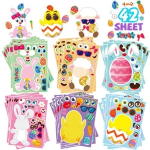 42PCS Easter Make-a-face Stickers Easter Basket Stuffers for Kids Toddlers Ma... - Picture 1 of 7