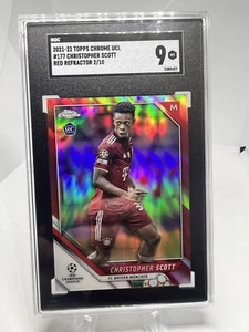 2021-22 Topps Chrome UCL CHRISTOPHER SCOTT Red Refractor /10 SGC 9 #177 RC - Picture 1 of 2