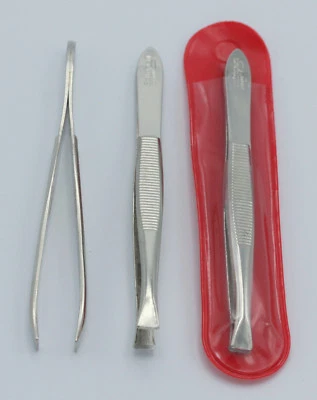 Pinzette aus Solingen gerade ⟺ 8cm Germany Augenbraunentferner Zupfpinzette Etui