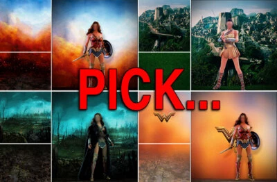 DETOLF DIORAMA PÓSTER TELÓN DE FONDO~MUJER MARAVILLA~PARA FIGURAS HOT TOYS 1/6 MMS451 GAL Foto 1 de 2