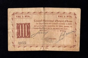 F.C. ESTERRI D'ANEU (LÉRIDA) , 1 PESSETA 1937, B/C . - Imagen 1 de 2