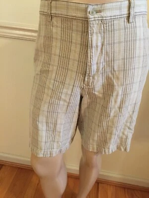 Tommy Bahama 4 pocket Silk & Linen Casual Shorts Tag 35 W X 9 I MEN Beige Plaid - Image 1 of 4