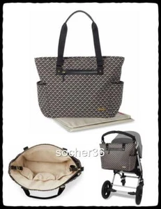 SKIP HOP DECO SAFFIANO DIAPER TOTE BAG BLACK WITH CHANGING PAD NWT $89 - Picture 1 of 10