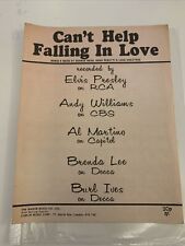 CAN'T HELP FALLING IN LOVE 1961 SHEET MUSIC. Manor Music Co Ltd.