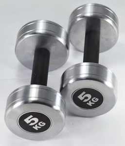 DUMBELLS 5KG SOLID STEEL CHROME PLATED X 2 UNITS ( DBC52) - Picture 1 of 5