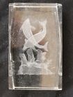 Dolphins w Coral - 3-D Laser Etched Clear Glass Paperweight (3" x 2" x 2")