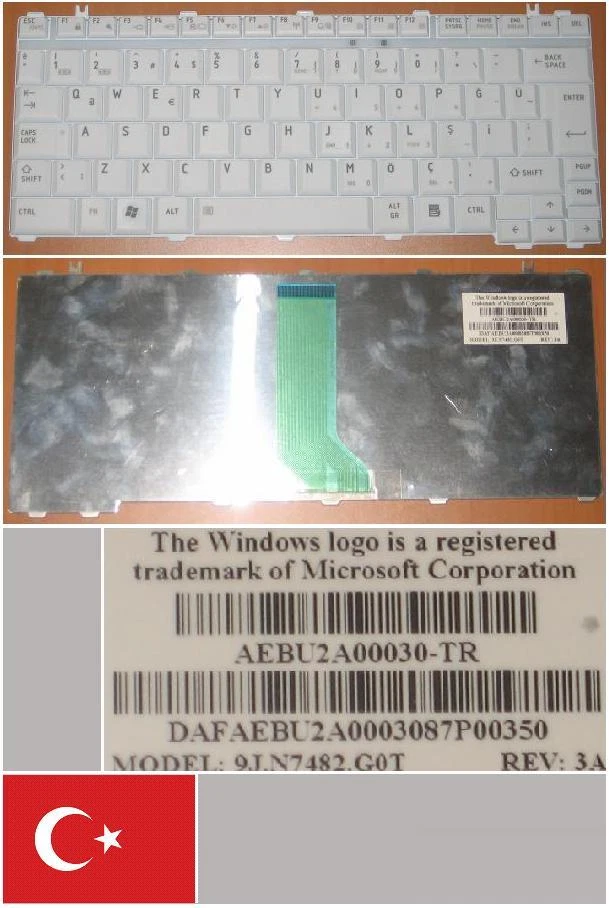 Qwerty Turkish Keyboard Toshiba Portege M800 NSK-T6G0T 9J.N7482.G0T White - Image 1 of 1