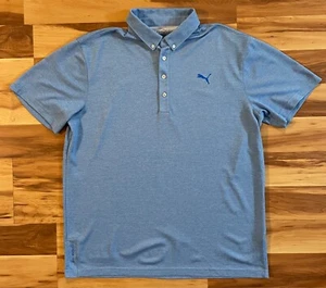 Puma Golf Men’s Large Blue Polo Button Shirt Active Sport Logo Large - Picture 1 of 5