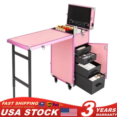 Escritorio de uñas enrollable estación móvil maquillaje tren estuche mesa de manicura con altavoz Foto 1 de 4