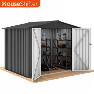 Weatherproof & Ventilated Outdoor Metal Tools Shed 8x6ft Garden Utility Storage - Picture 1 of 14