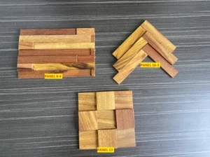 SAMPLES FEATURE WALL CLADDING 3D PANEL REAL WOOD AFRICAN OKAN TIMBER 3 SAMPLES - Picture 1 of 11