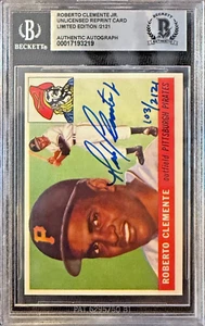 Roberto Clemente Jr. Signed 1955 Topps LE Roberto Clemente Spanish Custom RP BGS - Picture 1 of 2