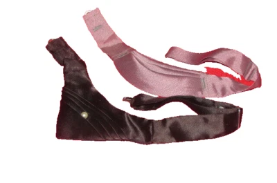 satin NECK WEAR 1 black 1 beige w/black handkerchief (A - bx) — 第 1/4 张图片