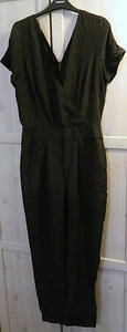 Tuta nera seta TOPSHOP black silk wrap jumpsuit UK12 IT44 EU40 - Foto 1 di 2
