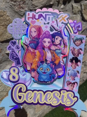 KPOP Cazadores de Demonios Cake Topper con luces, Cupcake Topper, Favor Bolsa Etiquetas Foto 1 de 4