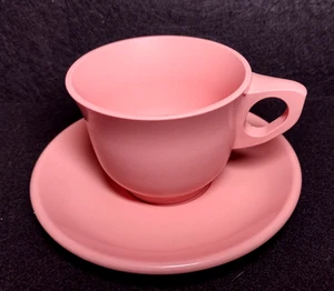 Taza y platillo de café rosa Boonton Ware Melmac #201-8 de colección EE. UU. - Imagen 1 de 4