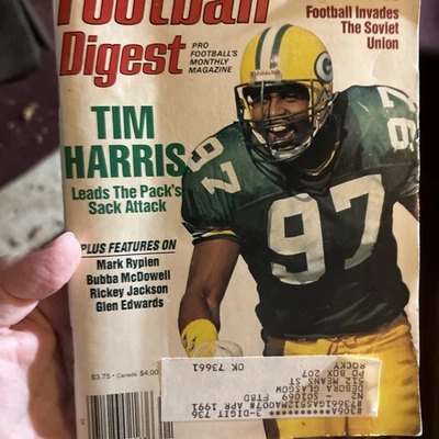 1991 Football Digest NFL January Tim Harris Green Bay Packers - Image 1 of 4