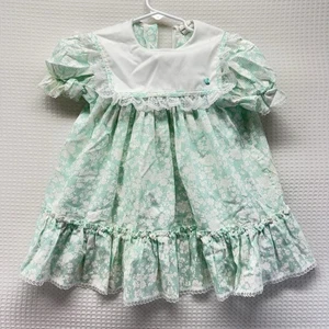 Vintage Bryan Dress Girls Size 4t Full Circle Lace Trim Ruffled - Picture 1 of 7