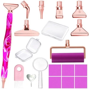 LEIYULY 19PCS Diamond Painting Pen Kit w/ Tips, Storage, 3x Magnifier Purple 6 T - Picture 1 of 6